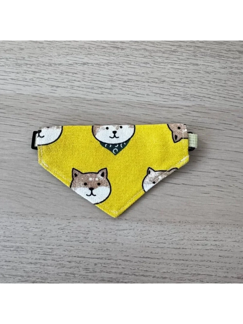 Cute Dog Bandana Collar 7–13 inch Yellow Shiba Print | Adjustable for Small Pet